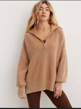 Aerie Beyond Chenille Sweater Zipper Collar XL